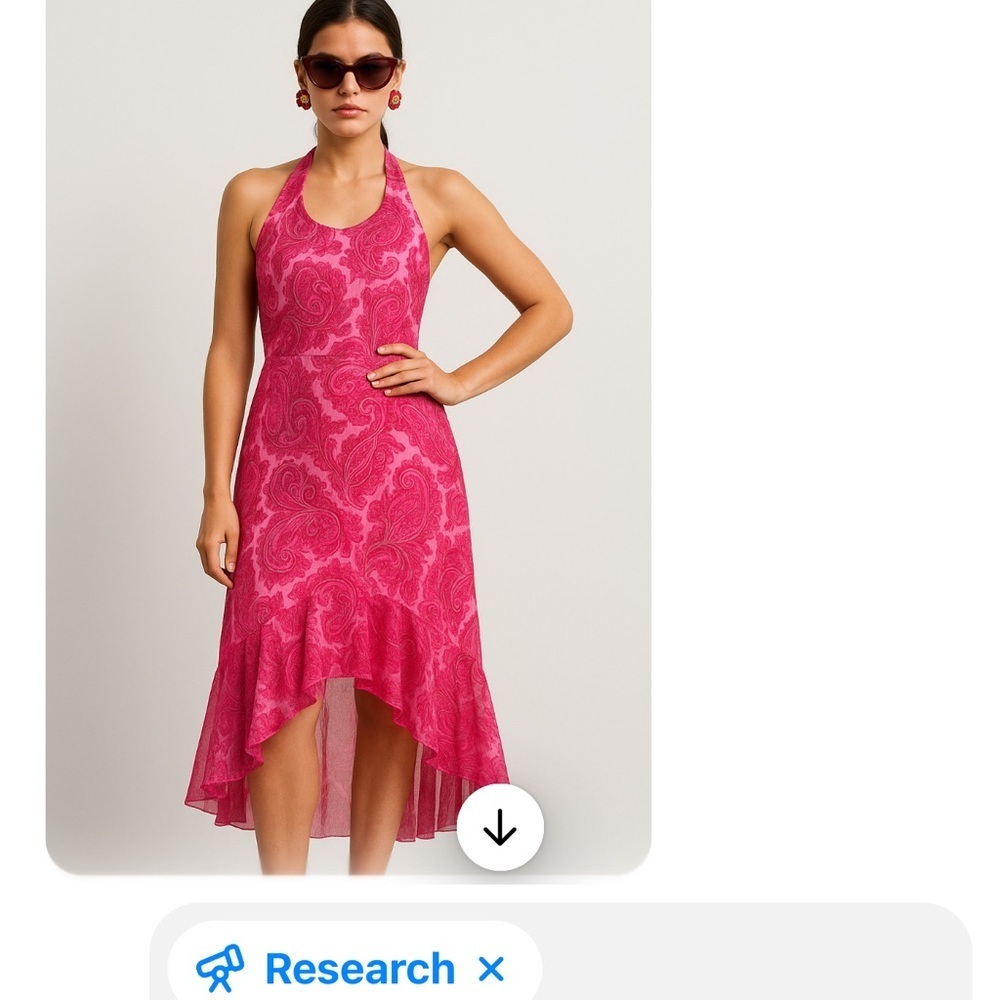 Laundry By Shelli Segal Pink Paisley High Low Dress with glasses size 12